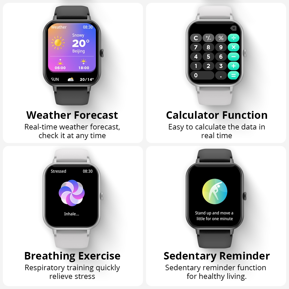 COLMI P20 PLUS SmartWatch Bluetooth Call IP68 Waterproof Heart Rate blood pressure Customize wallpaper Calculator - Image 3