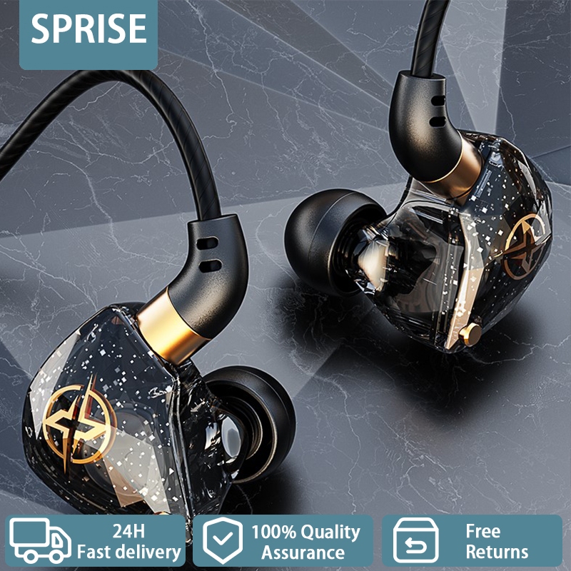 SPRISE New X6 Deep Bass Dynamic In-Ear Earphones With Mic Stereo Wired Ear Monitor Earpiece Headset 3.5mm