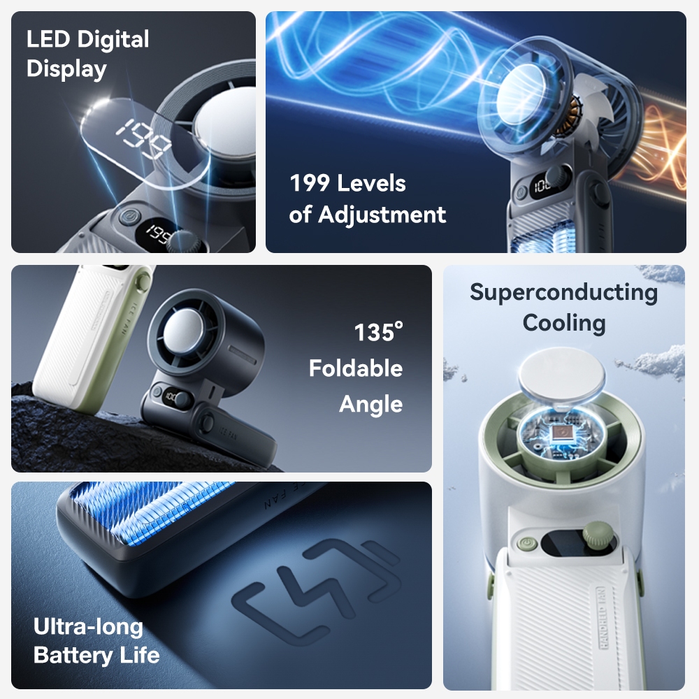【Free Gift】Jamay F5 PRO Handheld Fan SuperconductingCooling 8000mAh Large Battery 135° FoldableAngle LED Display 199-speed Adjustment - Image 2