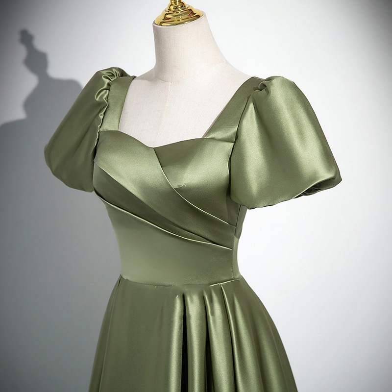 slim fit dress slacks GREEN ONE-SHOULDER CAPE DRAPED SILK DRESS main image 1