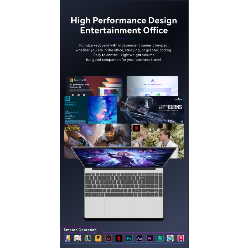 Lenovo Gaming Laptop Intel 13th Generation Core i7 Gamebook 15.6-inch Laptop DDR4 16GB RAM SSD 512GB Windows 11Backlit Keyboard Gamebook Laptop College Student Computer - Image 2