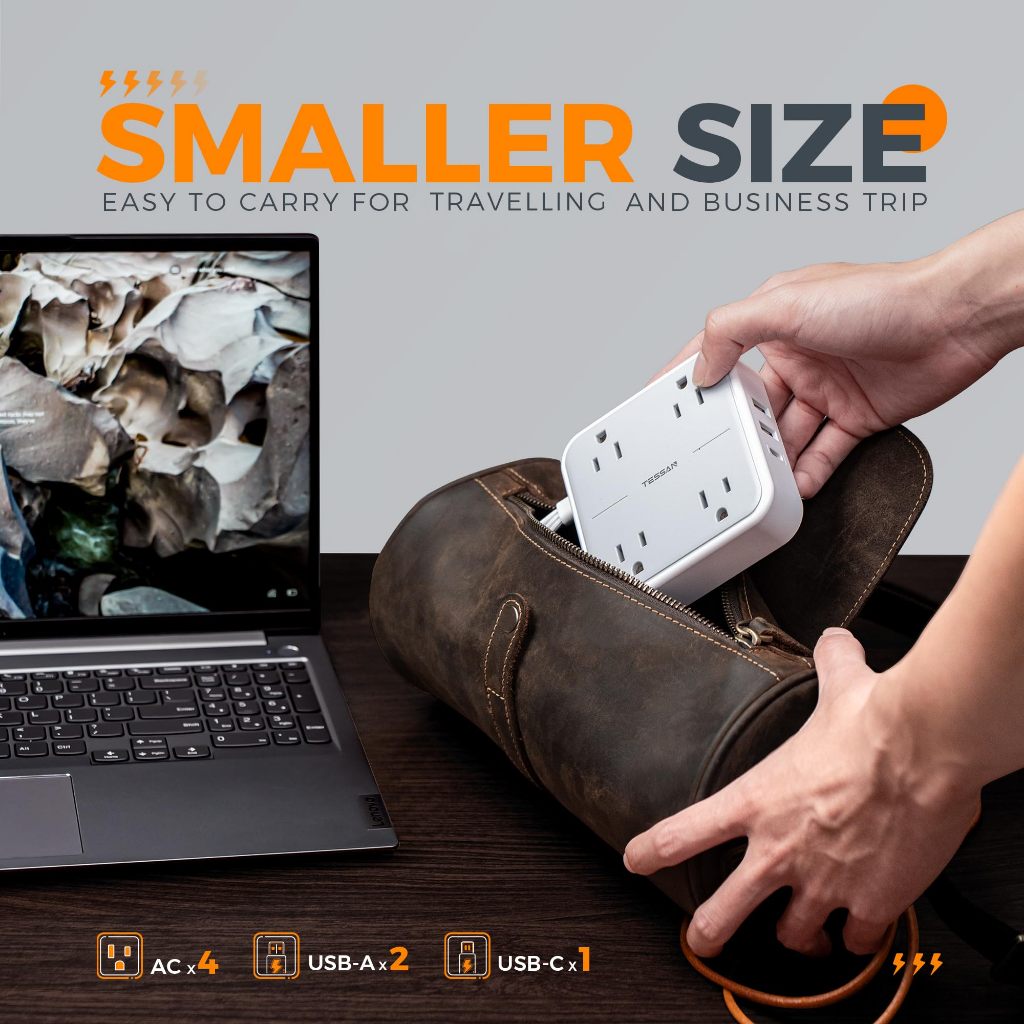 TESSAN Extension Wire with USB+Type C,Flat Plug Power Strip Portable Extension Cord High Quality - Image 6