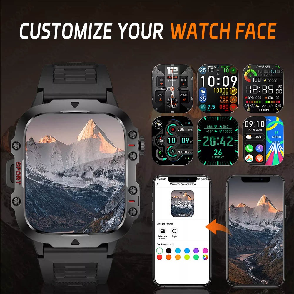 FILIEKEU Rugged Smartwatch Bluetooth Call 3ATM Waterproof Heart Rate Outdoor sports smart watch for men - Image 7