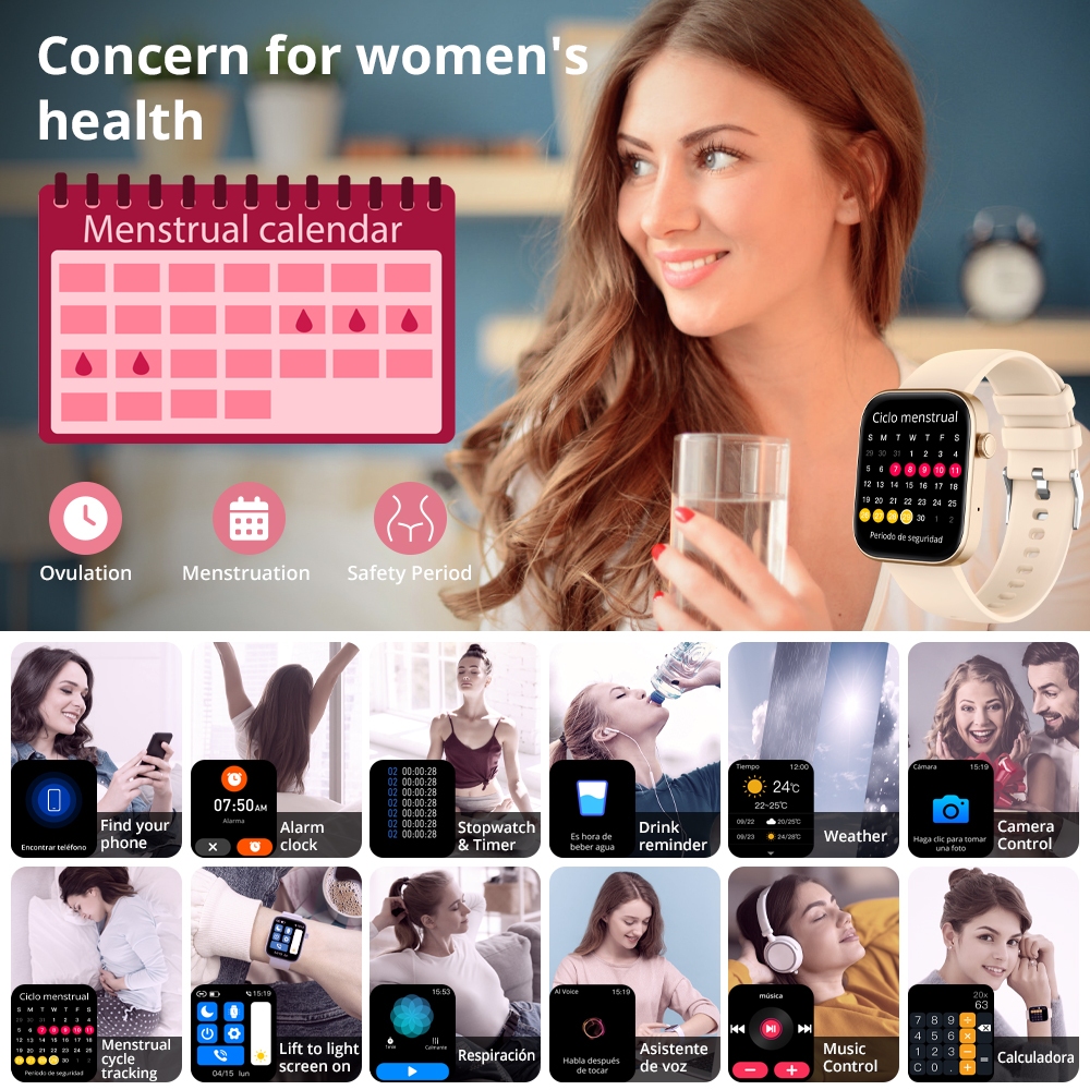 COLMI P71 Smart Watch Women Bluetooth Calling IP68 Waterproof Long Battery Life Blood Pressure Calculator - Image 3