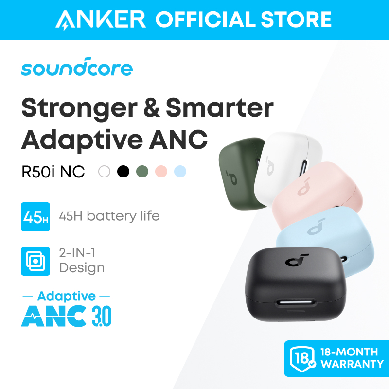 【TWS+ Stand】Soundcore by Anker R50i NC Earbuds Adaptive ANC Bluetooth 5.4 TWS 42dB Low Latency Headphone 45H Play Time Headsets 10mm Drivers Earphone TWS A3959