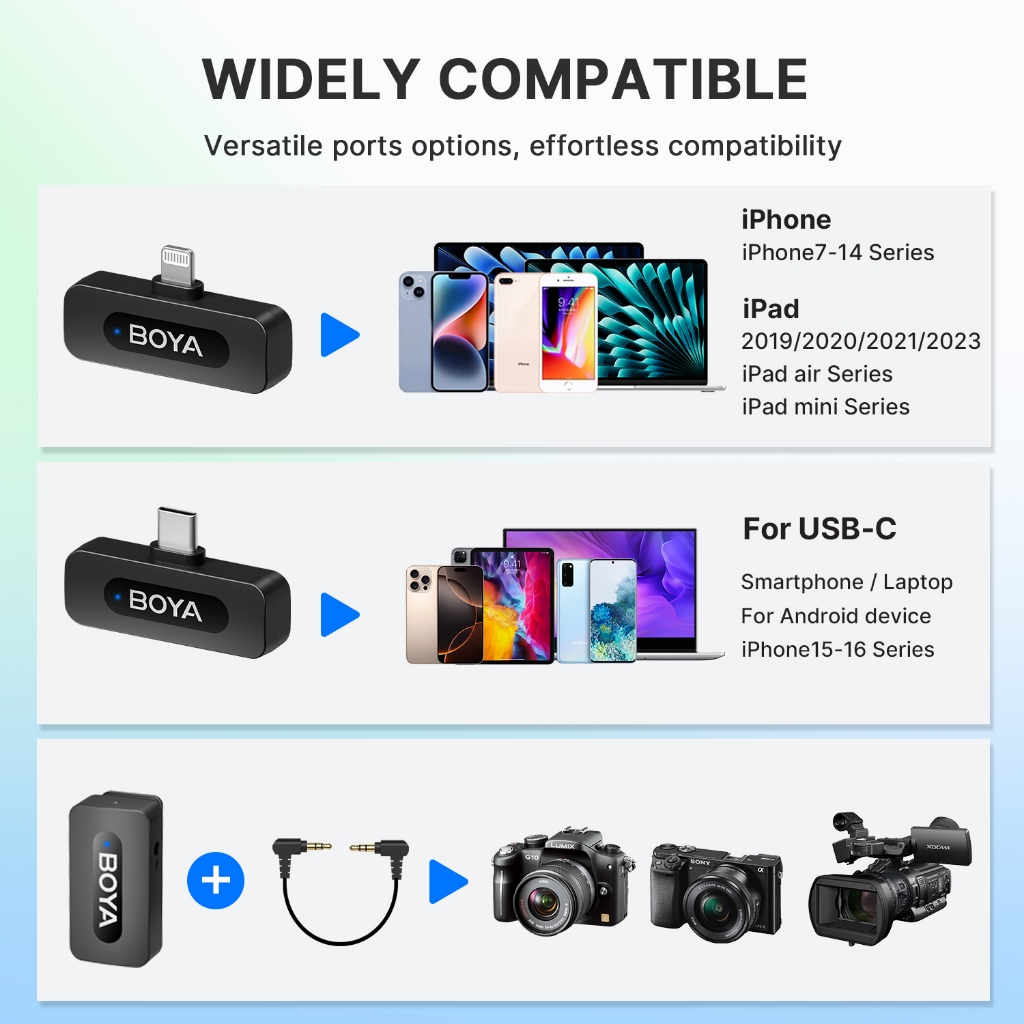 BOYA BY-V1/V2 Wireless Microphone Lapel Noise Cancelling Mic for Vlogging iPhone Android - Image 6