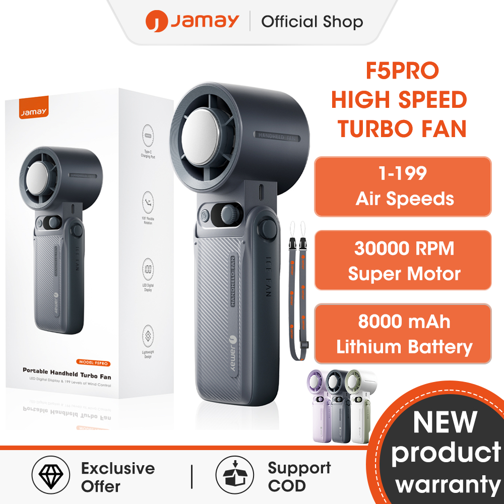 【Free Gift】Jamay F5 PRO Handheld Fan SuperconductingCooling 8000mAh Large Battery 135° FoldableAngle LED Display 199-speed Adjustment