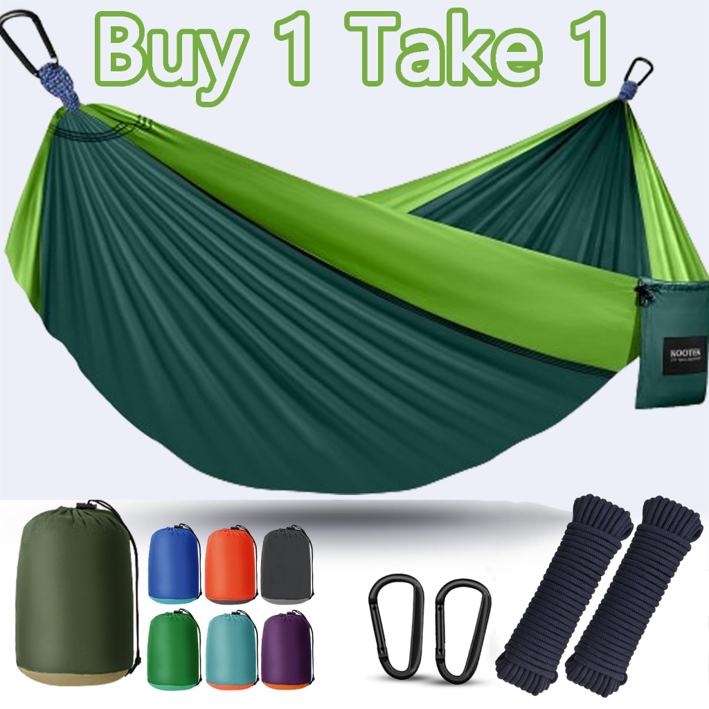 Hiking Outdoor Camping Duyan Hammock 180kg Military Foldable Camping Hammock Travel Double Outdoor Hammock Duyan for Adult Big Size with Storage Bag Cradle Original