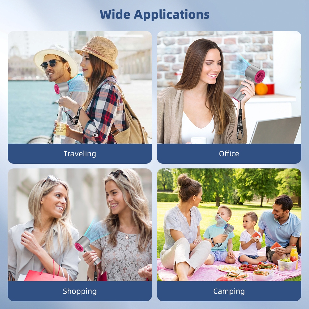 GOOJODOQ Fan 4000 mAh Turbo Mini Fan Rechargeable Handheld Portable Strong Wind Electric Jet Hand - Image 8