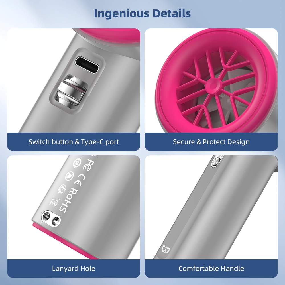 GOOJODOQ Fan 4000 mAh Turbo Mini Fan Rechargeable Handheld Portable Strong Wind Electric Jet Hand - Image 5