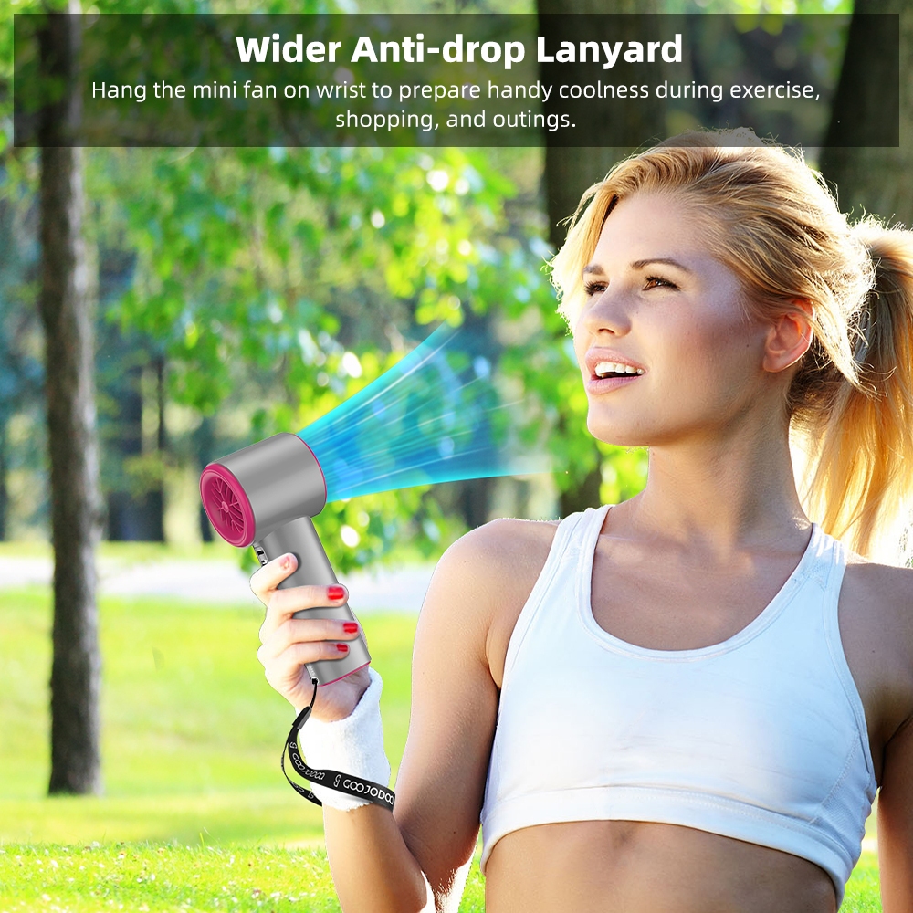 GOOJODOQ Fan 4000 mAh Turbo Mini Fan Rechargeable Handheld Portable Strong Wind Electric Jet Hand - Image 7