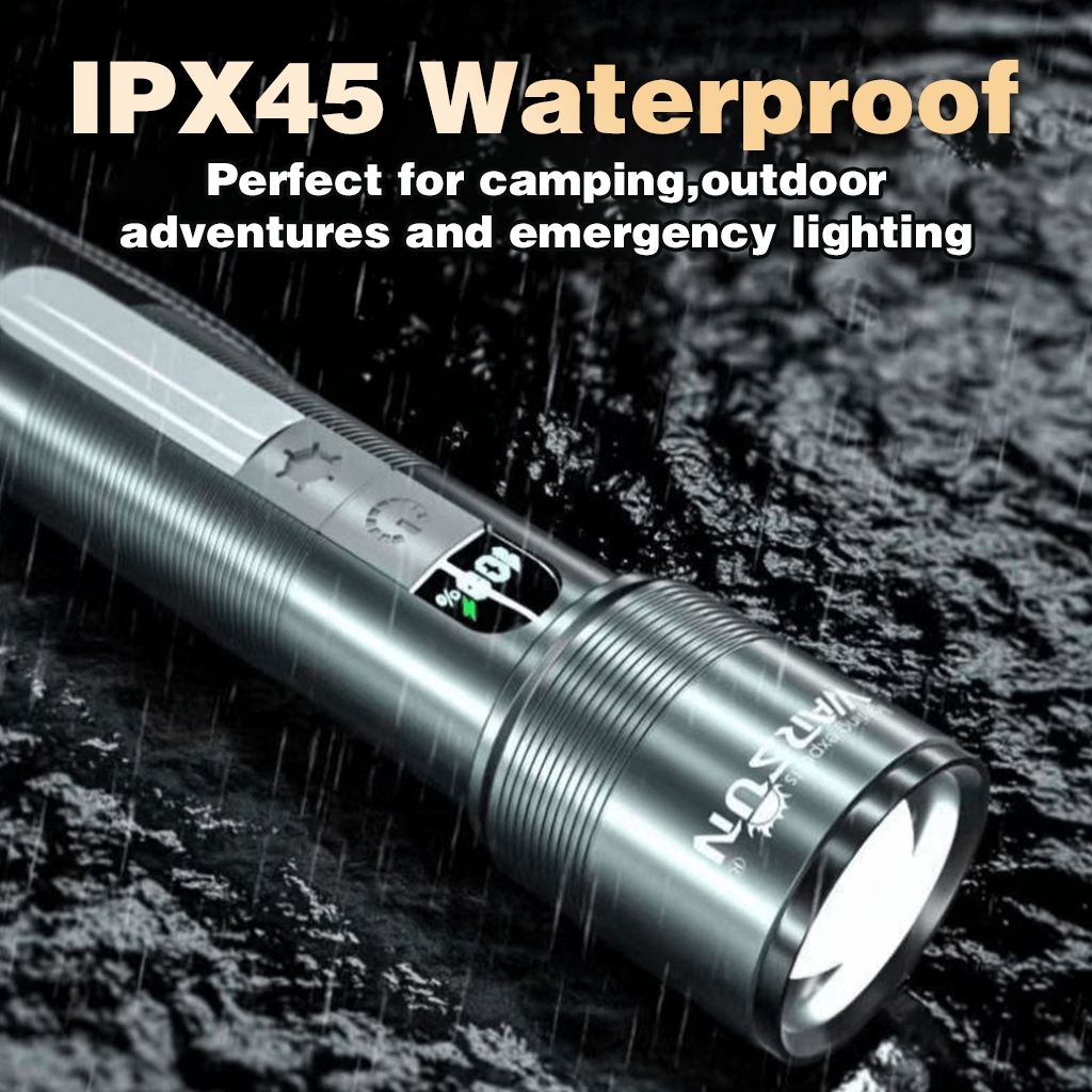Warsun NB01 Super Bright 3000LM Hand Flashlight USB Rechargeable, IPX5 Waterproof Portable Torch for Camping Emergency Outdoor (9 Modes, 12H Runtime) - Image 3