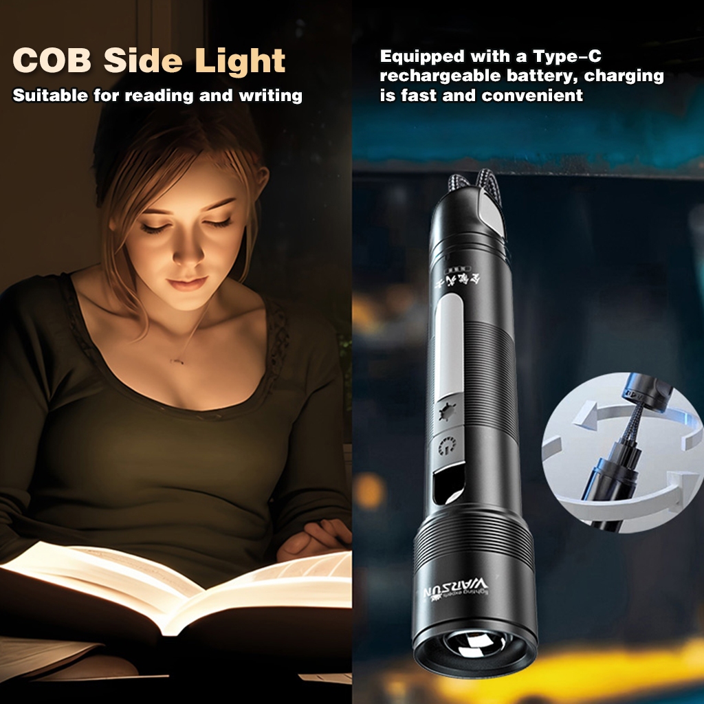 Warsun NB01 Super Bright 3000LM Hand Flashlight USB Rechargeable, IPX5 Waterproof Portable Torch for Camping Emergency Outdoor (9 Modes, 12H Runtime) - Image 5