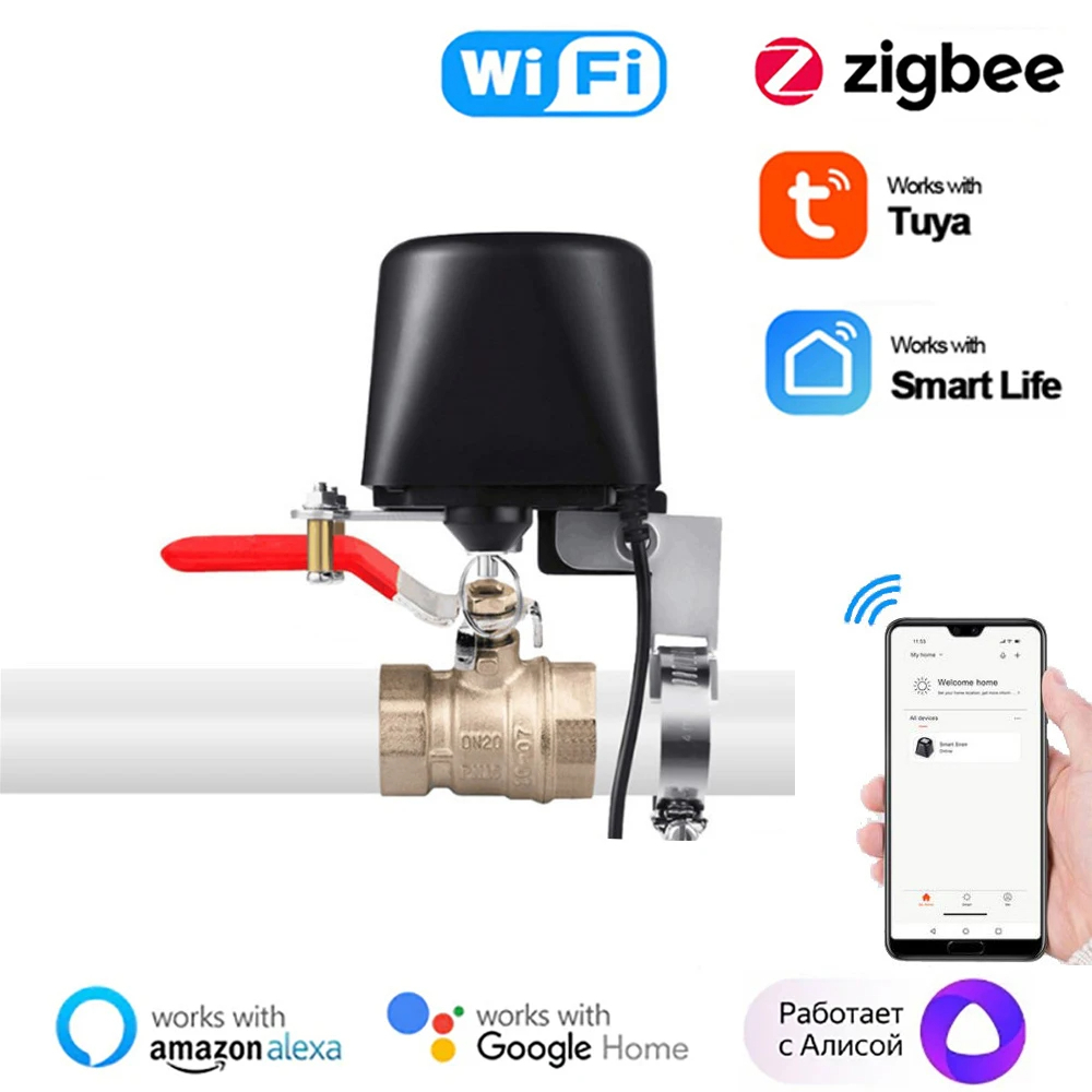 Tuya Smart Zigbee/WiFi Smart Water Gas Valve Switch Timer Garden Smart Faucet Smart Life Control Via Alexa Google Home