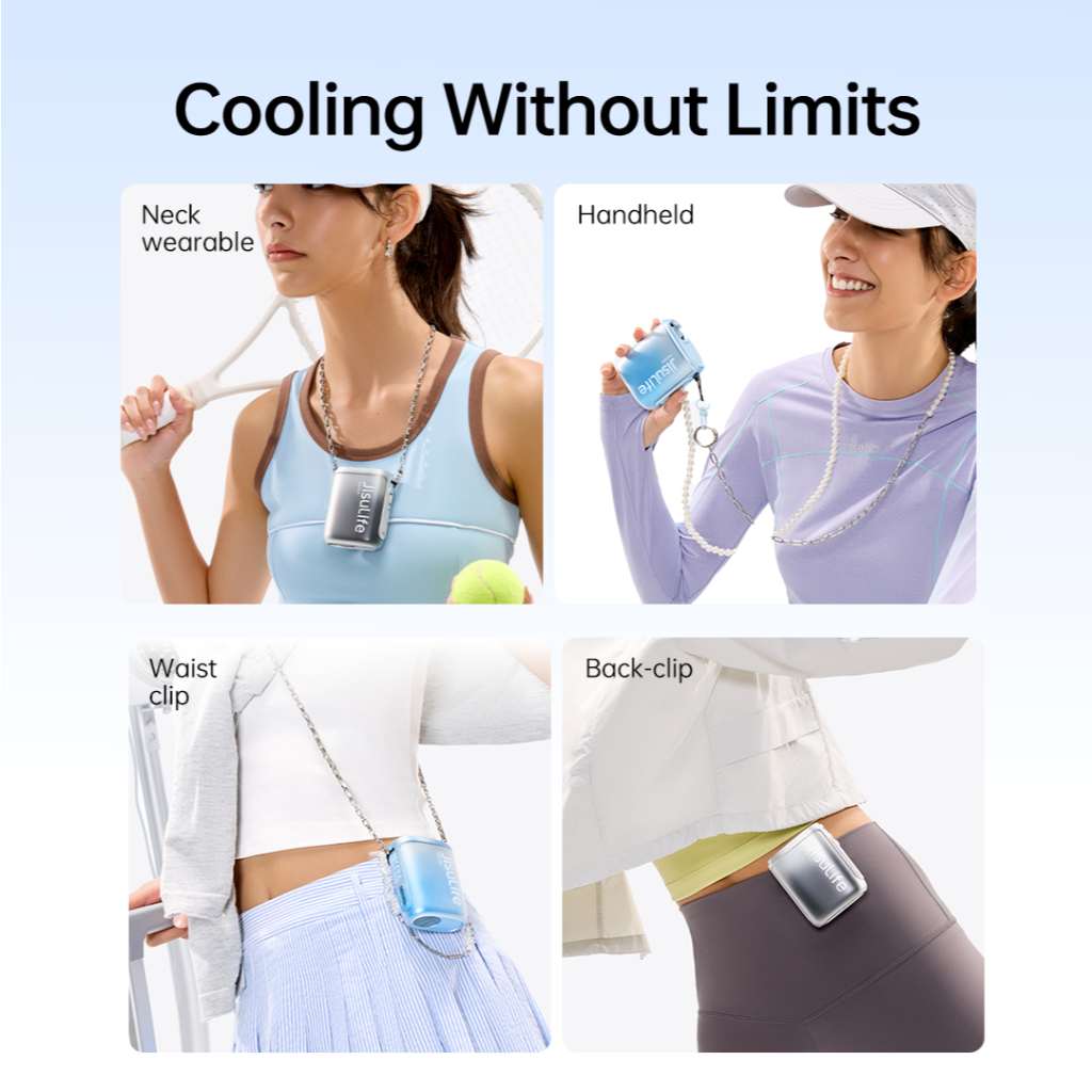 JISULFE Neck Fan Life 5 Pocket Mini Size Waist Neck Rechargeable Cooling 4500mAh Battery Mini 100 Gears Strong Wind Portable Bladeless USB Fans with Strap for Outdoor Commuting Personal Hands-free BestGift — view 6