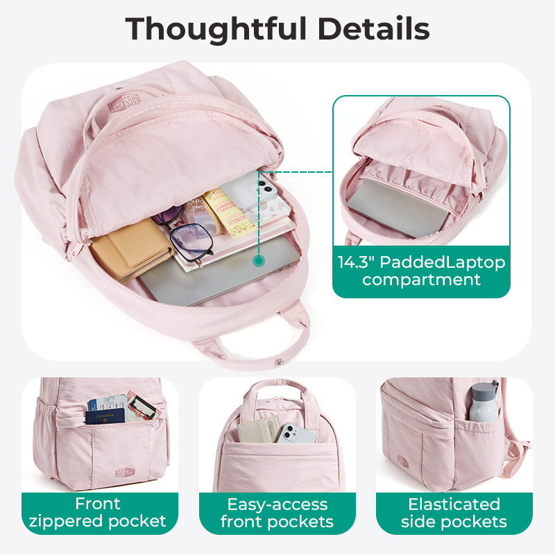 BAGSMAT Casual Backpack 14 inch Laptop Bag Lightweight School Backpack Water-Resistant Daypack Travel College Bookbag for Work Bag for Men & Women - Image 4