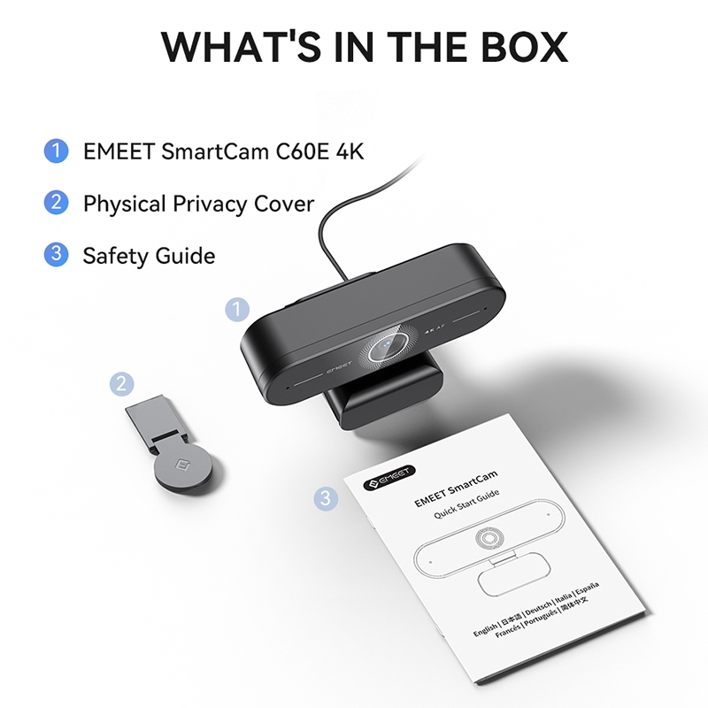 EMEET C60E 4K Webcam  | Fast AutoFocus | For Live Selling, Online Meeting, WFH | 4K, 1080p@60fps - Image 8