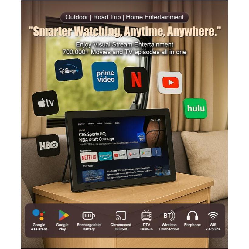 D16  15.4 Inch  WIFI Smart Tv  Rechargeable Portable Mini Digital TV Support DVB-T2 Digital Tv — view 5