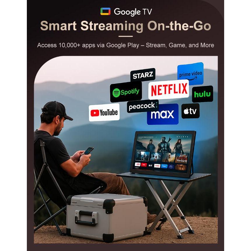 D16  15.4 Inch  WIFI Smart Tv  Rechargeable Portable Mini Digital TV Support DVB-T2 Digital Tv — view 6
