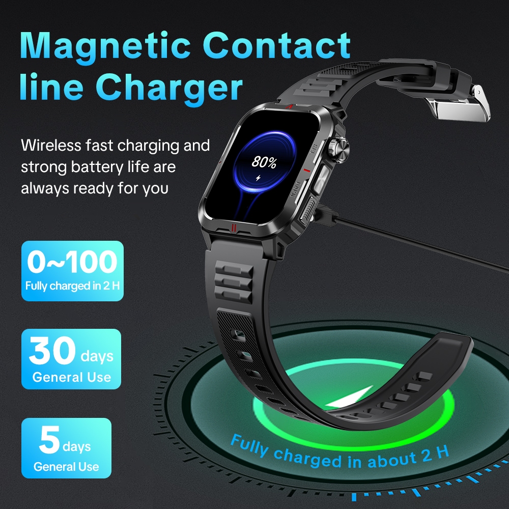 Aolon Tetra S5 Smart Watch 1.93-inch HD Screen 1ATM Waterproof Watch Calls Social Media Notifications Heart Rate Monitor Flashlight Running Pace Steps Outdoor Sports Strava Smartwatch for Man Woman - Image 8