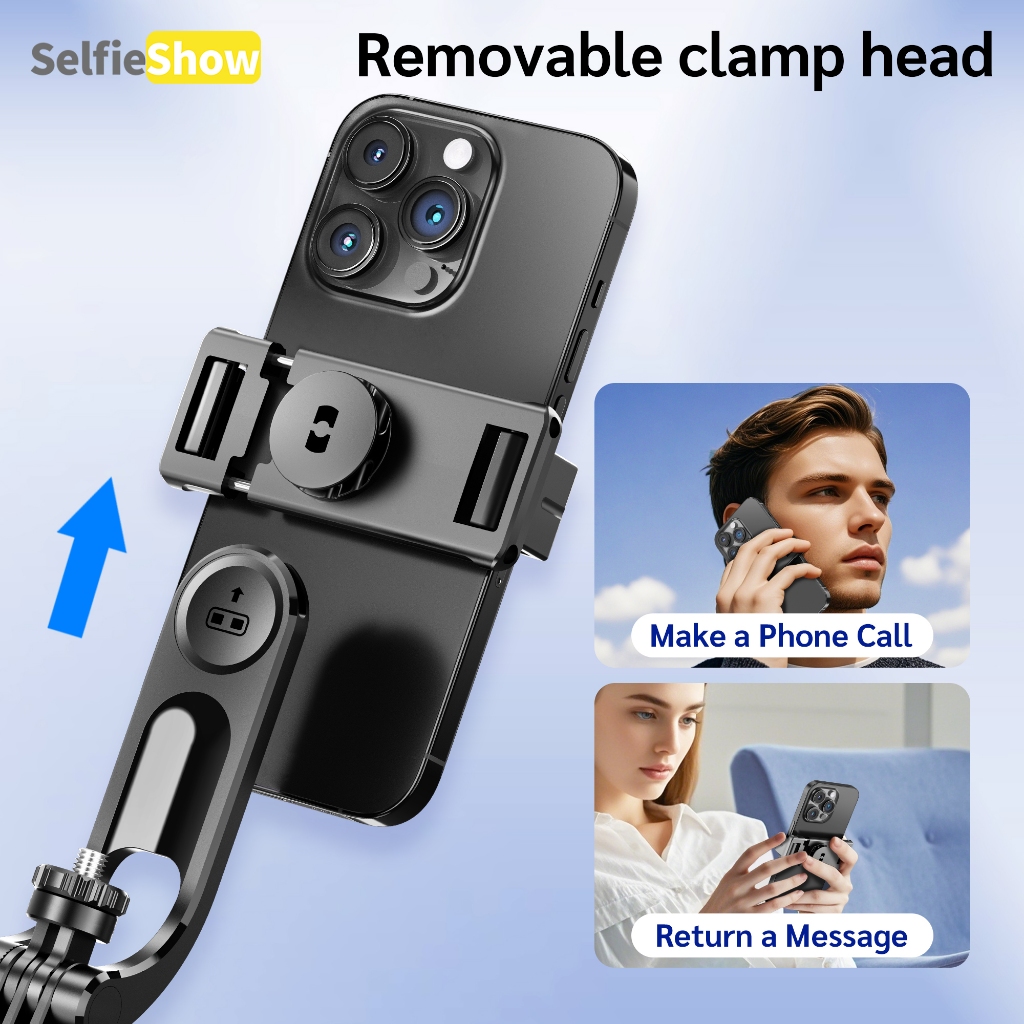 SELFIESHOW 171cm F16 Tripod Shooting Selfie Stick with Fill Light 360° Rotation Tripod Wireless Bluetooth Remote Shutter Foldable Monopod Portable Handheld Telescopic Photography Mobile Phone Holder Live with 1/4 Adapter for iPhone/Android/GoPro - Image 5