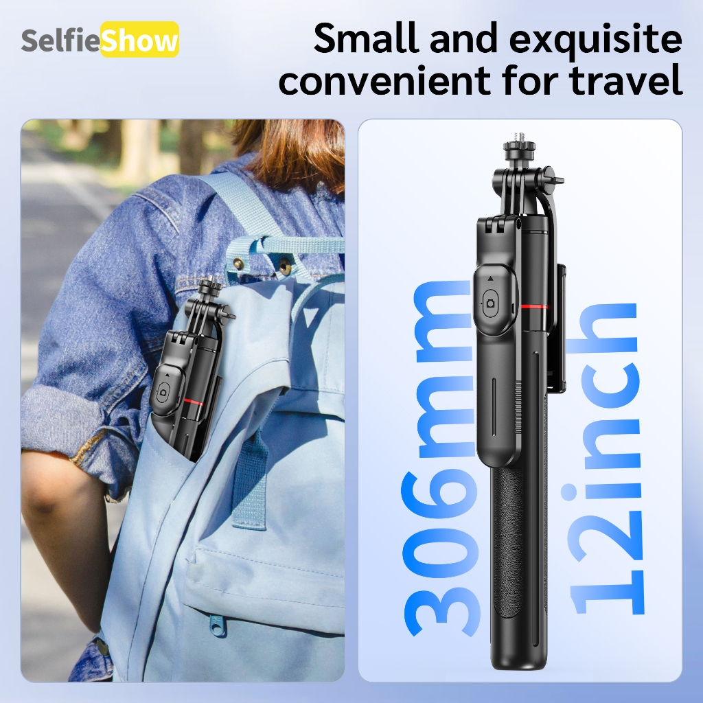 SELFIESHOW 171cm F16 Tripod Shooting Selfie Stick with Fill Light 360° Rotation Tripod Wireless Bluetooth Remote Shutter Foldable Monopod Portable Handheld Telescopic Photography Mobile Phone Holder Live with 1/4 Adapter for iPhone/Android/GoPro - Image 6
