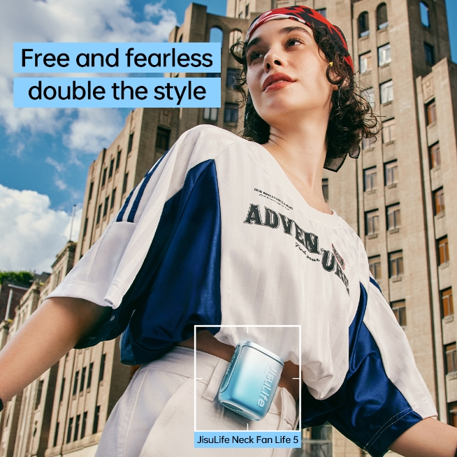 JISULFE Neck Fan Life 5 Pocket Mini Size Waist Neck Rechargeable Cooling 4500mAh Battery Mini 100 Gears Strong Wind Portable Bladeless USB Fans with Strap for Outdoor Commuting Personal Hands-free BestGift — view 7