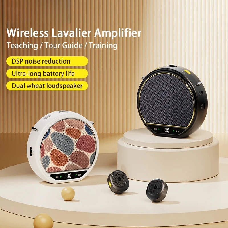 Wireless Voice Amplifier with Bluetooth 5.4 Portable Lavalier Microphone DSP Noise Reduction for Teaching, Meeting, Speeches