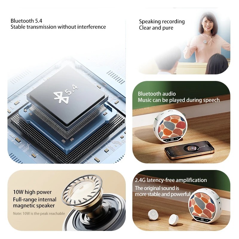 Wireless Voice Amplifier with Bluetooth 5.4 Portable Lavalier Microphone DSP Noise Reduction for Teaching, Meeting, Speeches — view 2