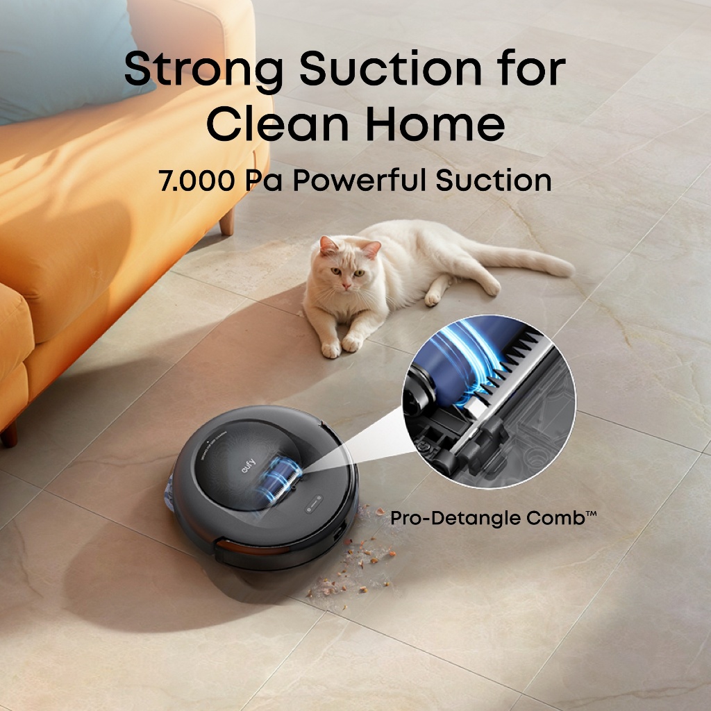 eufy Robot Vacuum Omni C20, 7000 Pa Powerful Suction, 3.35-Inch Ultra-Slim Body, Self Emptying, Auto Mop Washing and Auto Drying for Hands-free Cleaning, All-in-One Station - Image 4