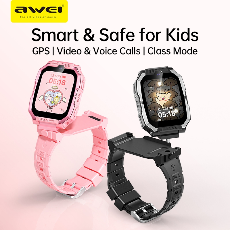 Awei Kids Smart Watch SIM Card GPS Tracker Dual Camera IP65 Waterproof