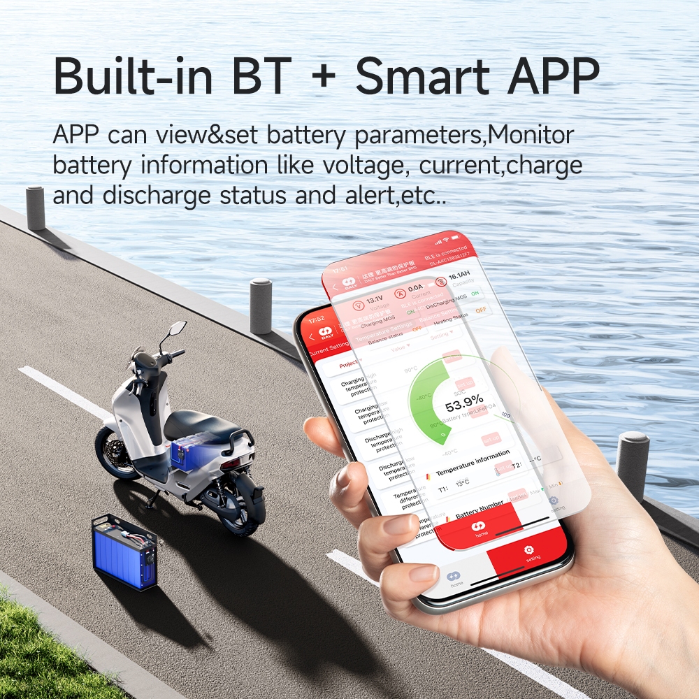 DALY Smart BMS Bluetooth Built-in 30A–200A 4S-24S  Li-ion/LiFePO4/LTO Multiple Strings — view 2