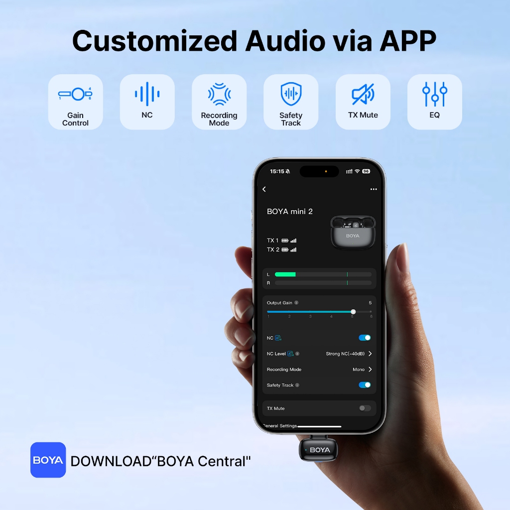 BOYA mini 2 Wireless Microphone Lapel AI Noise Cancellation Super mini Mic for Vlogging Upgraded - Image 7