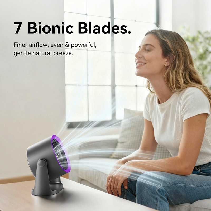 Vention Desk Fan 5000mAh Air Circulation Desktop Fan 100 Speed Settings Desktop Wall Hanging Fan for Dormitory Office - Image 3