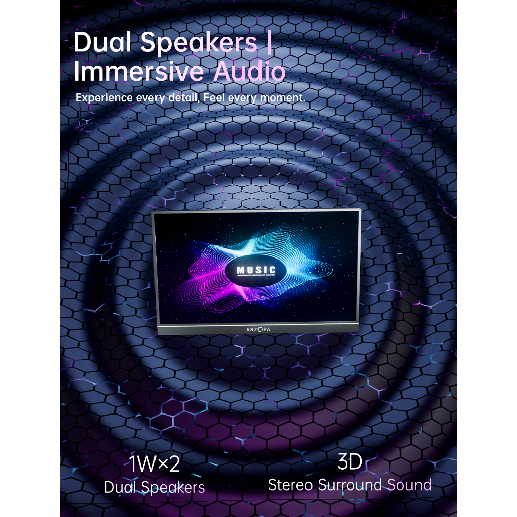 ARZOPA-Z1FC, 16.1'' 144Hz Portable Gaming Monitor, 100% sRGB, 1080P HDR with USB 3.1 HDMI Laptop Computer Monitor for Switch, PlayStation, Xbox, PS5, Mac - Image 4