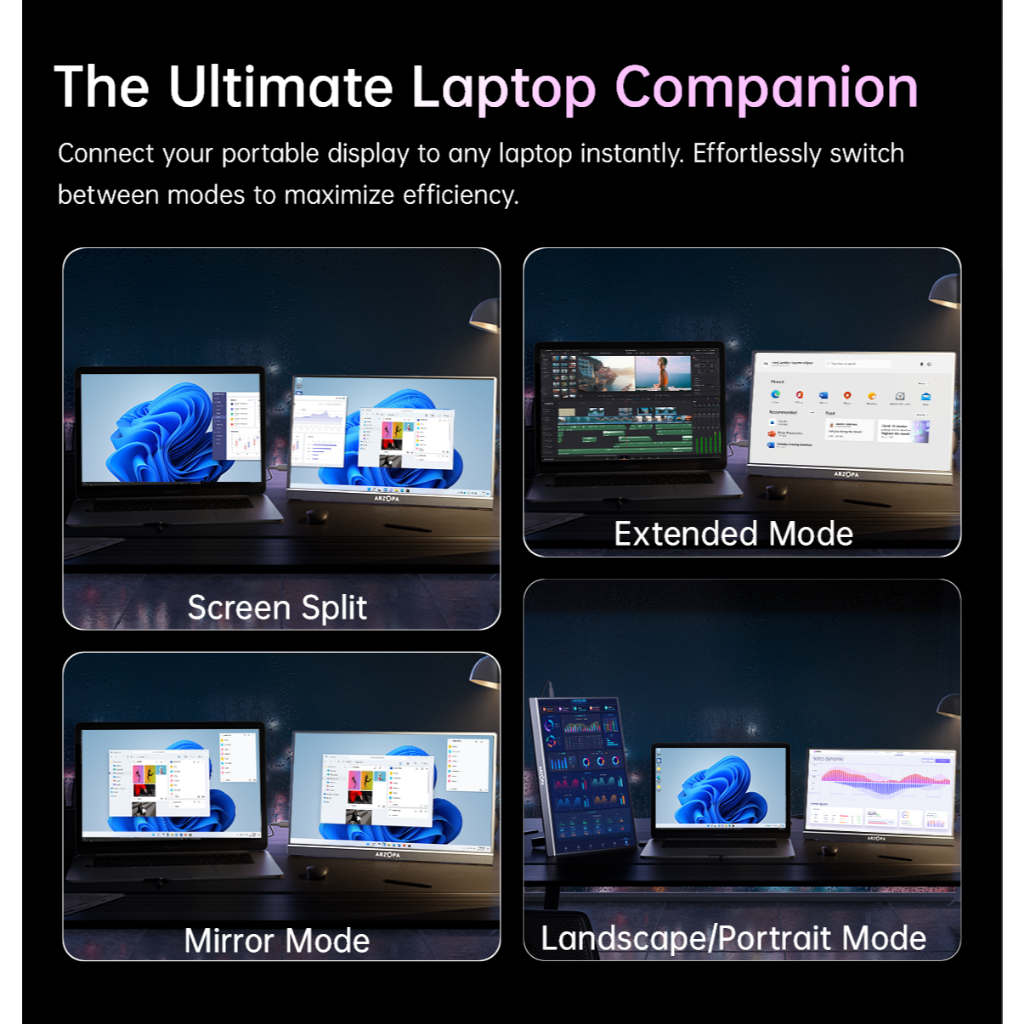 ARZOPA-Z1FC, 16.1'' 144Hz Portable Gaming Monitor, 100% sRGB, 1080P HDR with USB 3.1 HDMI Laptop Computer Monitor for Switch, PlayStation, Xbox, PS5, Mac - Image 6