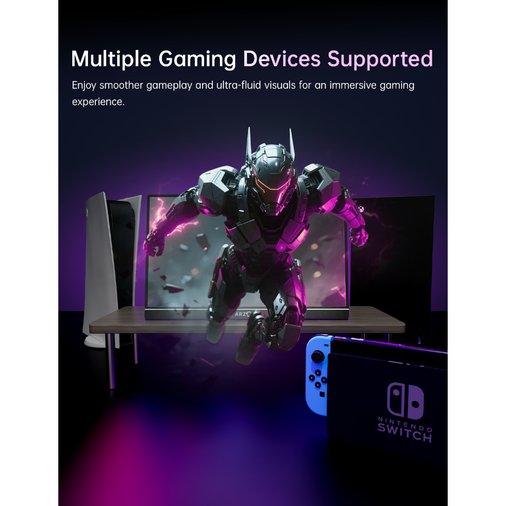 ARZOPA-Z1FC, 16.1'' 144Hz Portable Gaming Monitor, 100% sRGB, 1080P HDR with USB 3.1 HDMI Laptop Computer Monitor for Switch, PlayStation, Xbox, PS5, Mac - Image 7
