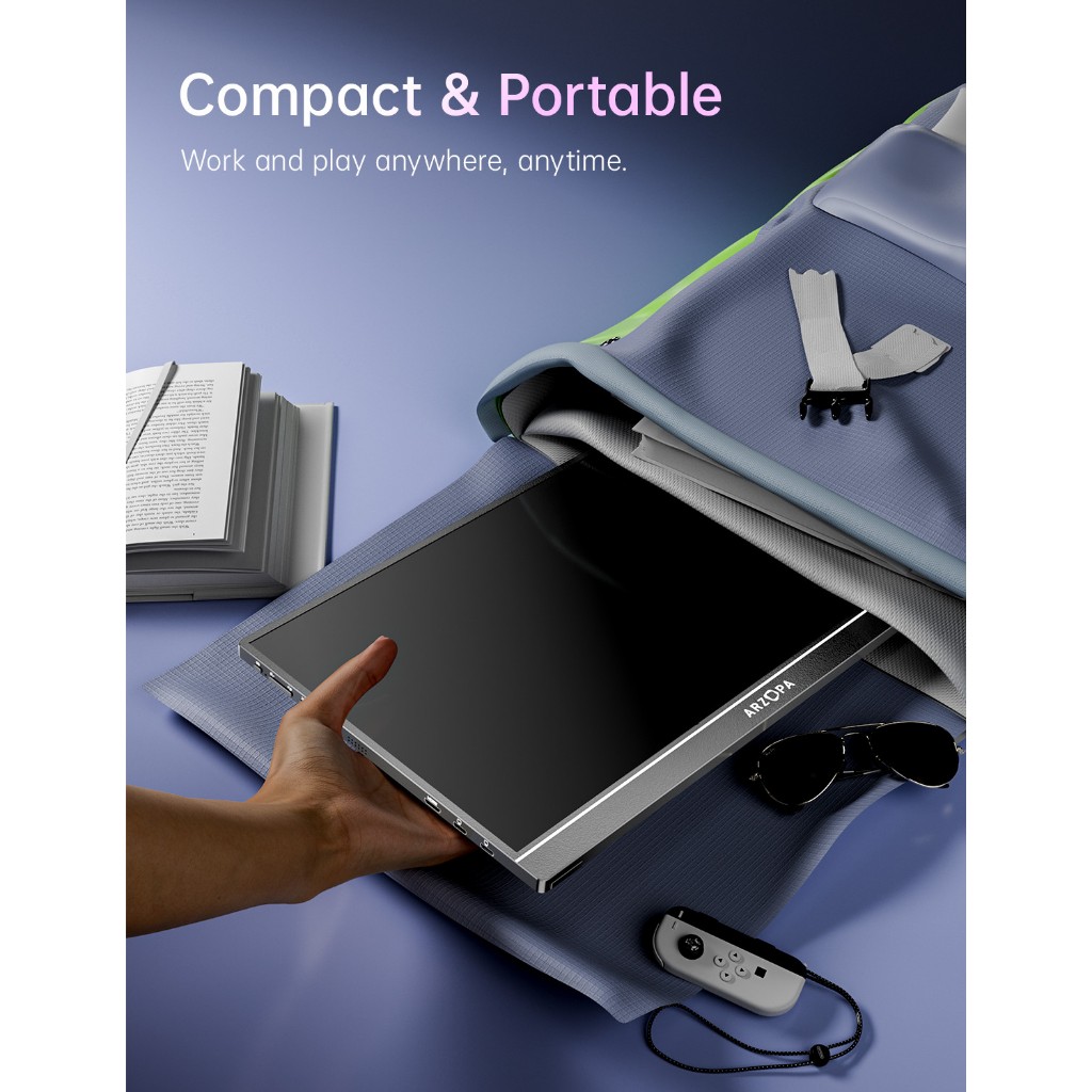 ARZOPA-Z1FC, 16.1'' 144Hz Portable Gaming Monitor, 100% sRGB, 1080P HDR with USB 3.1 HDMI Laptop Computer Monitor for Switch, PlayStation, Xbox, PS5, Mac - Image 8