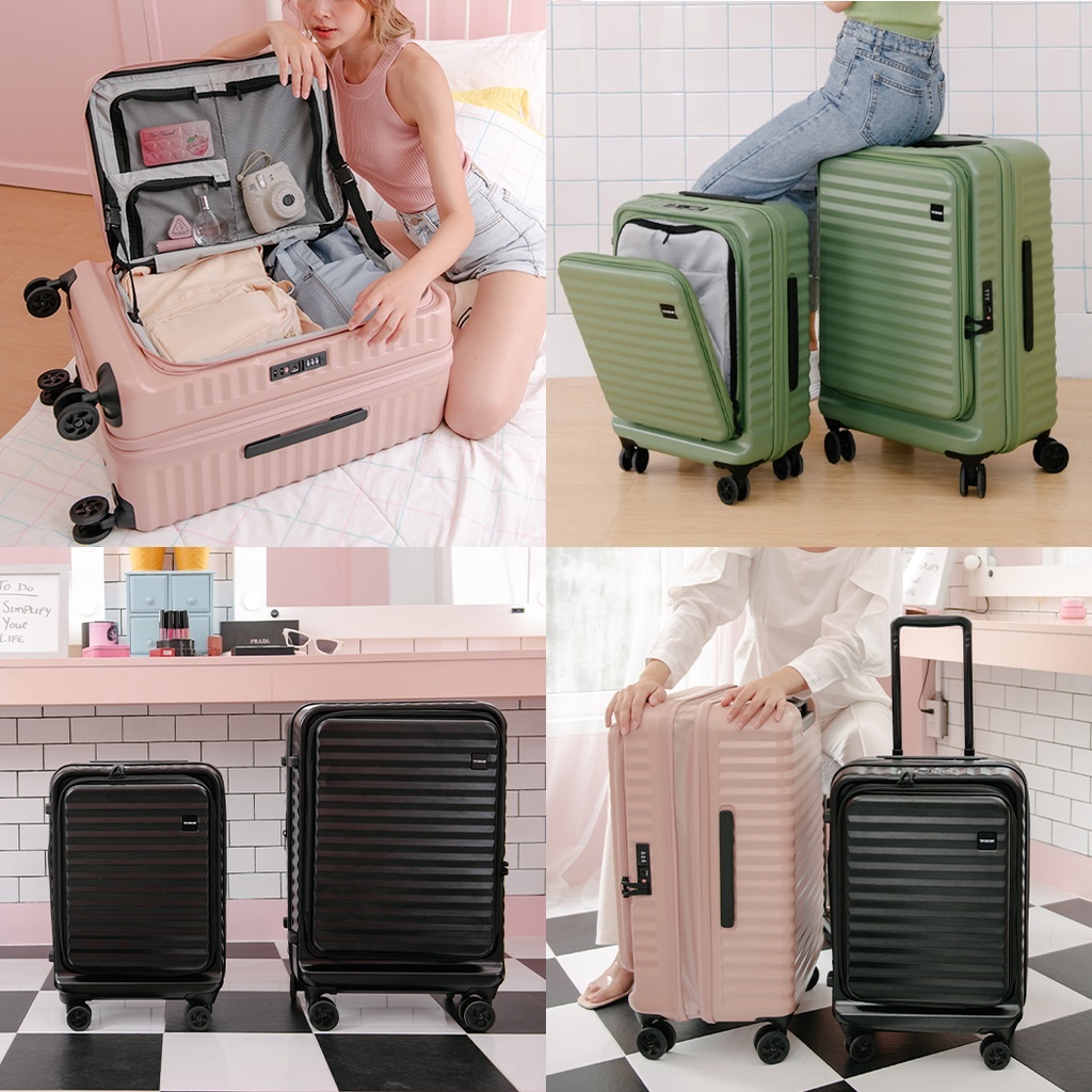 [100% PC] PRO SERIES Zipper Frame Front Opening Lid Side Expansion TSA Lock 100% PC Material Genuine Hinomoto Wheels Suitcase Luggage (18"/20"/24") - Image 3