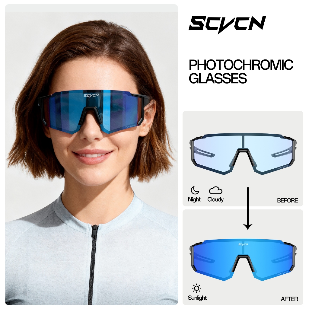 SCVCN Photochromic Sunglasses Cycling Glasses Outdoor Cycling Road Mountain Bike Glasses Men and Women Casual Hiking Windproof - Image 7