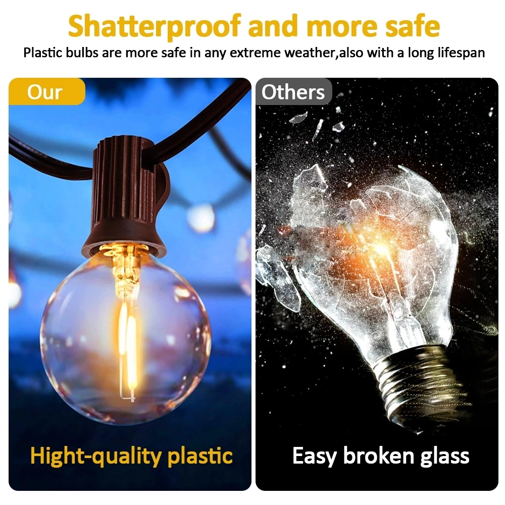 Solar Lights Outdoor Waterproof Shatterproof LED Bulbs Commercial Solar String Lights Powered Patio Hanging Lights — view 5