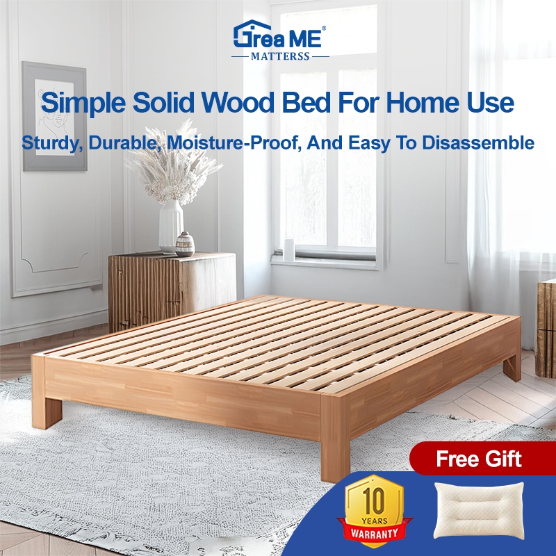 Dremae Solid wood bed frame Family bedstead Single/Double/Queen/King size Bed Bedroom Furniture senior bedding