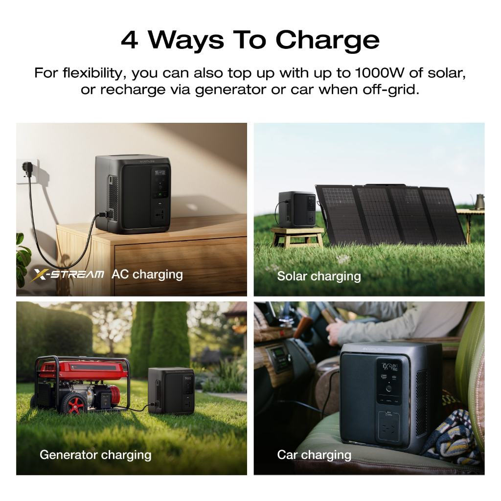 EcoFlow DELTA 3 1000 Air Portable Power Station 960Wh LiFePO4 Battery Fast Charging Use as a Solar Generator for Home Backup Power Camping & RVs — view 4
