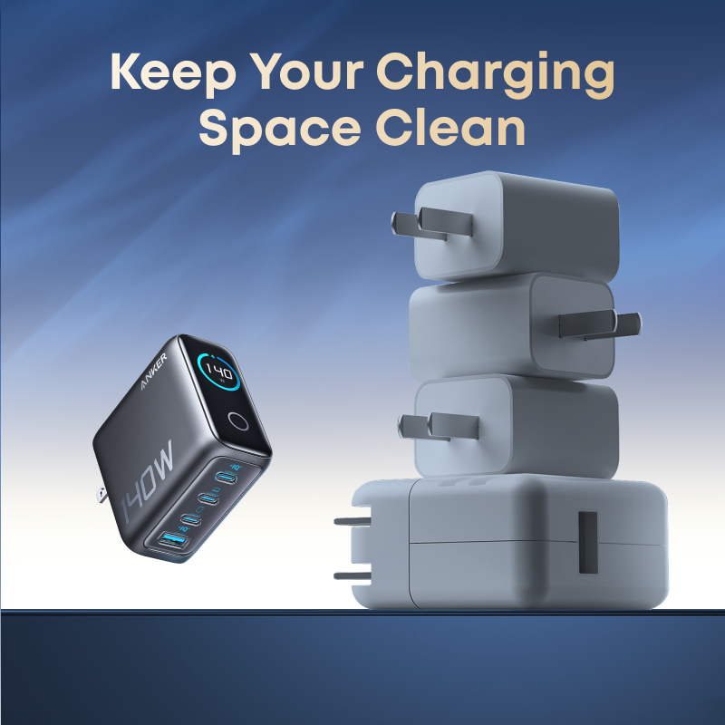 【Hot, with cable】ANKER Laptop Charger, 140W USB-C Charger, 4-Port Multi-Device Fast Charging for MacBook, iPad, iPhone 17/16 Series B2697 — view 3