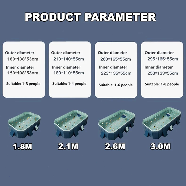 10FT Rectangular Family Pool, Non-Inflatable Foldable Easy Set Pool for Kids Adults & Pets Outdoor【COD】【Place Order & Get Instant Discount】 - Image 2