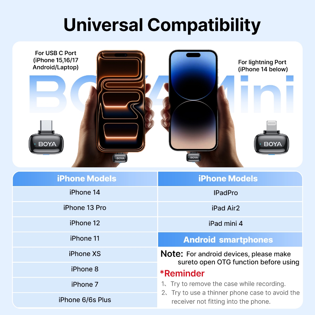 BOYA mini 2 Wireless Microphone Lapel AI Noise Cancelling Mic for Vlogging Streaming Phone Original - Image 8