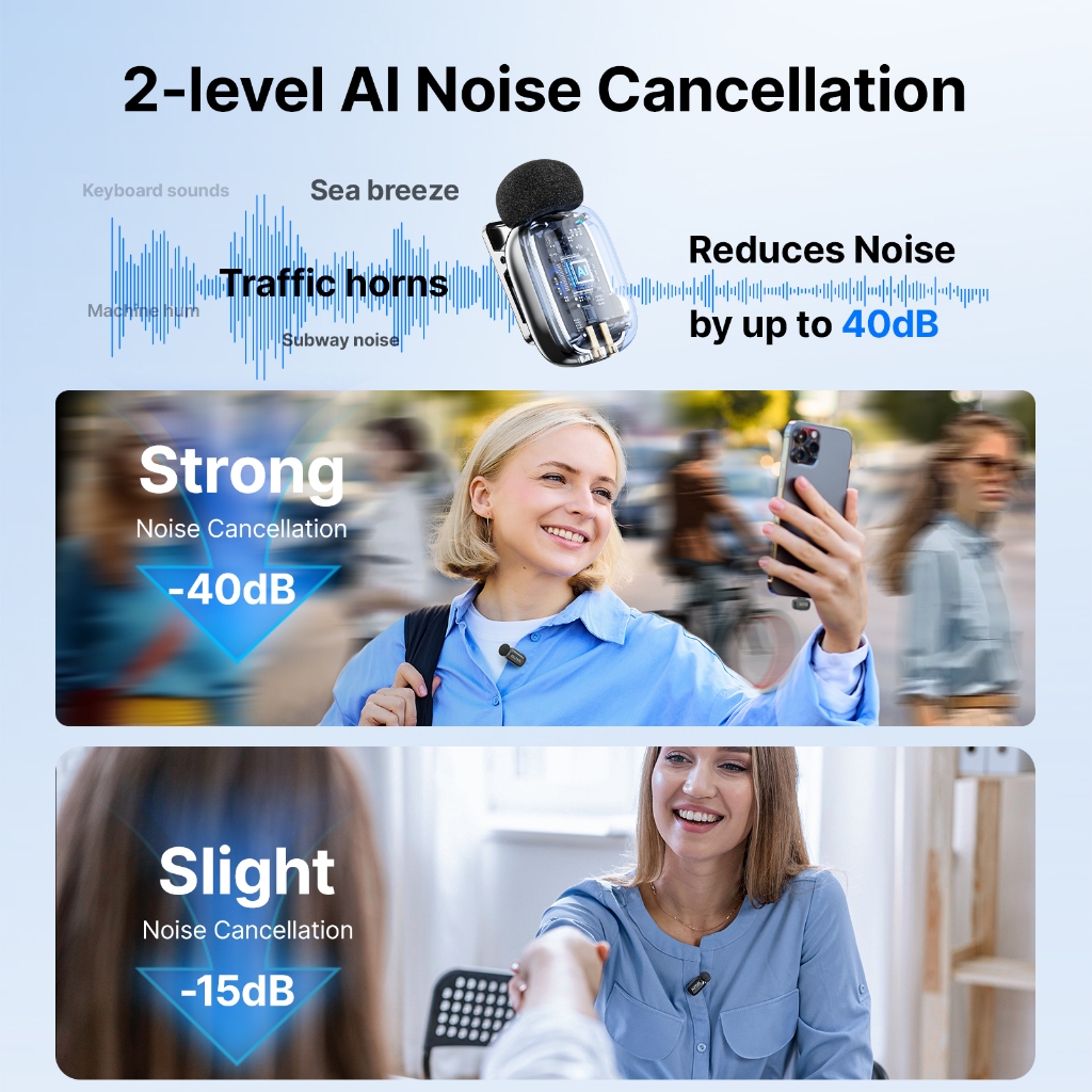BOYA mini 2 Wireless Microphone Lapel AI Noise Cancelling Mic for Vlogging Streaming Phone Original - Image 3