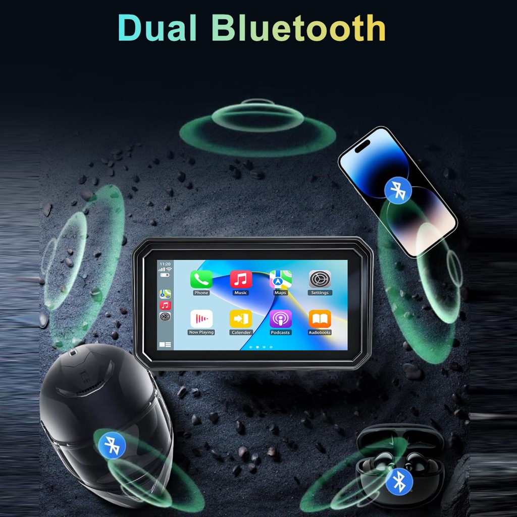 ✨2026✨6.25" Motorcycle Navigation Dual Camera CarPlay Android Auto TPMS IPX8 Waterproof Magnetic Mount 64GB Speed-Sensing - Image 2