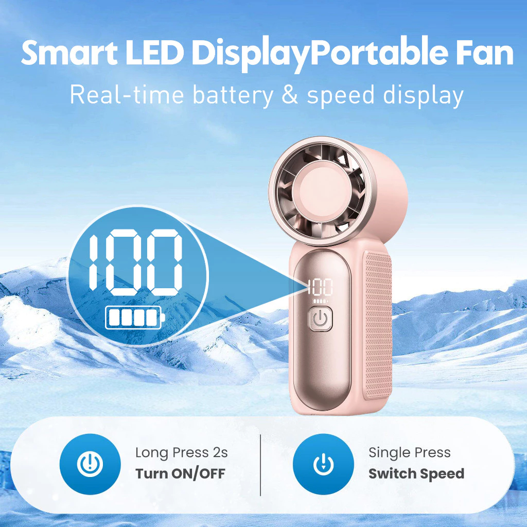 6000mAh Portable Mini Handheld Fan 3.5 Inch High Speed Personal Turbo Strong Wind Outdoor Travel Fan — view 2