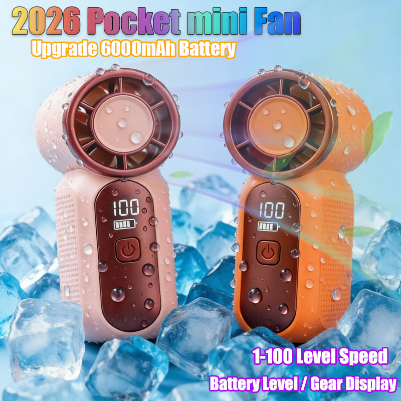 6000mAh Portable Mini Handheld Fan 3.5 Inch High Speed Personal Turbo Strong Wind Outdoor Travel Fan